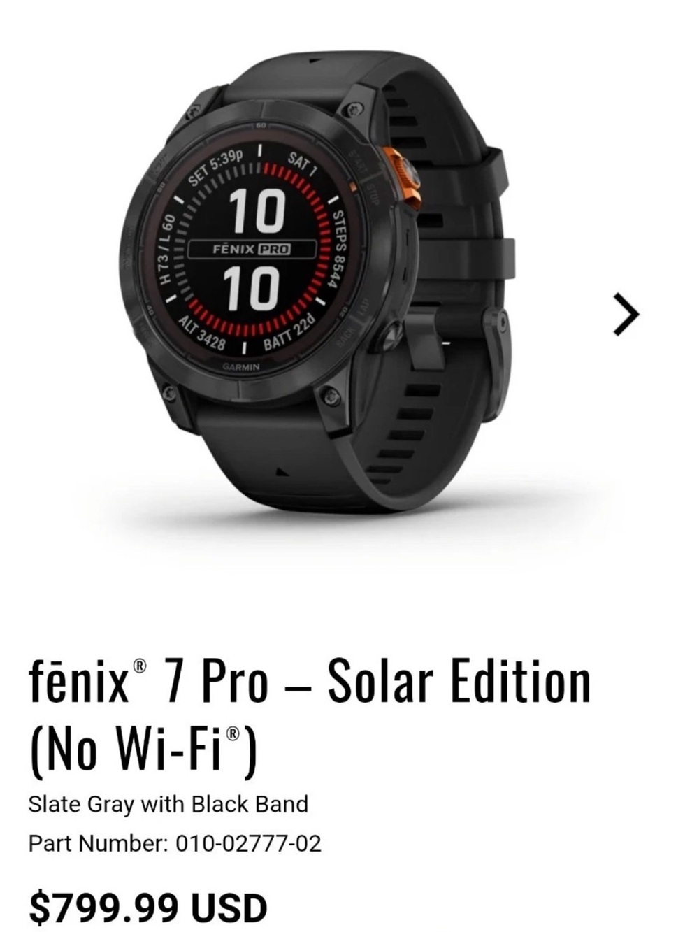 garmin fēnix 7 Pro Solar Edition — slate gray and black with orange accent
